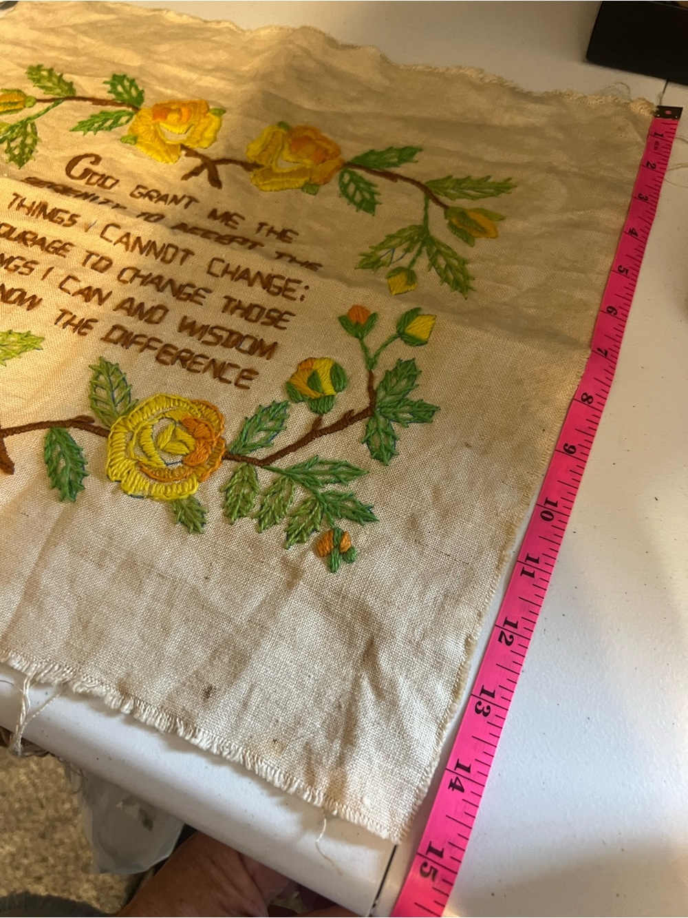 Embroidered Yellow Rose Prayer Wall Hanging - Brand Unknown - Picture 5 of 7
